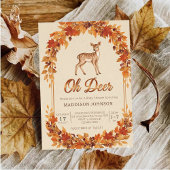 woodland frame flower deer baby shower 招待状