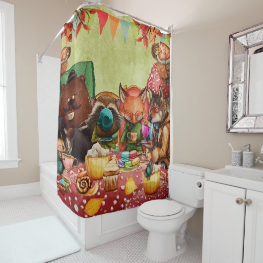Woodland Friendsと森の茶会 シャワーカーテン (インサイチュ)