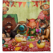 Woodland Friendsと森の茶会 シャワーカーテン (正面)