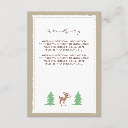 Woodland Friends赤ちゃんシャワー挿入カード エンクロージャーカード (正面)