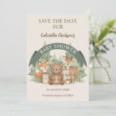 Woodland Friends Baby Shower Save the Date 招待状 (スタンド正面)