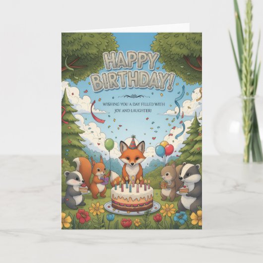 Woodland Friends Birthday Celebration Card カード (正面)