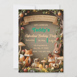 Woodland Friends Birthday Invitation – Cute Forest 招待状
