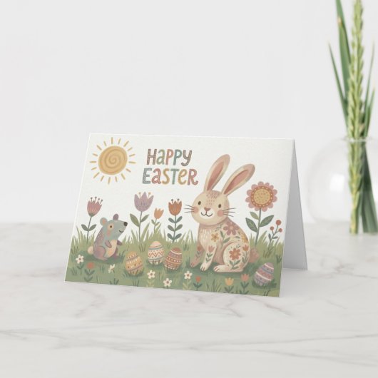 Woodland Friends Easter Card カード (正面)