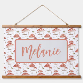 Woodland Frogs & Fly Agaric Mushrooms Watercolor 吊り下げ型タペストリー