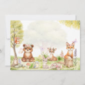 Woodland Girl Baby Shower Forest Animals Photo Inv 招待状 (裏面)