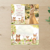 Woodland Girl Baby Shower Forest Animals Photo Inv 招待状