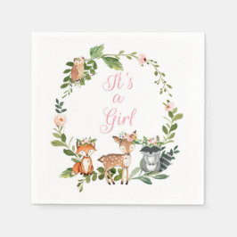 Woodland Girl Baby Shower, Forest Baby shower スタンダードカクテルナプキン