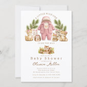 Woodland Girl Baby Shower Invitation Pink 招待状 (正面)