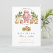 Woodland Girl Baby Shower Invitation Pink 招待状 (スタンド正面)