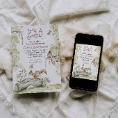 Woodland Girl Squirrels Forest Cute Baby Shower 招待状