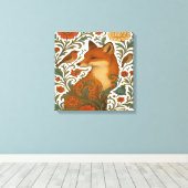 Woodland Grace Fox Motif in Bloom キャンバスプリント (インサイチュ (ウッドフロア))