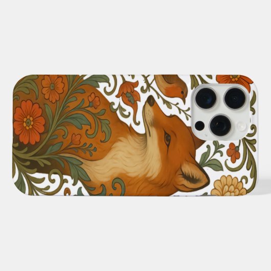 Woodland Grace Fox Motif in Bloom iPhoneケース (裏面横)