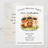 Woodland Graduation Party Preschool Kindergarten 招待状 (正面/裏面)