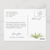 Woodland Greeneryの結婚写真ありがとう ポストカード (裏面)