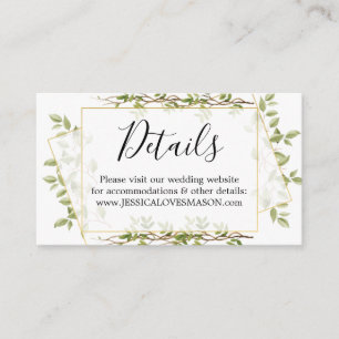 Woodland Greeneryの結婚Webサイト挿入カード エンクロージャーカード