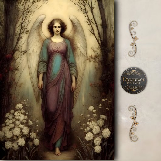 Woodland Halo Angel Soft Pastel Vintage Decoupage 薄葉紙