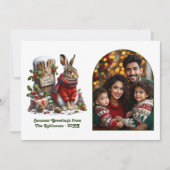 Woodland Hare Rustic Forest Cozy Christmas Photo シーズンカード (正面)