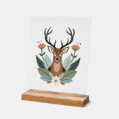 Woodland Harmony – Boho Deer Botanical Illustratio アクリルサイン (傾斜)