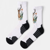 Woodland Harmony – Boho Deer Botanical Illustratio ソックス (左)