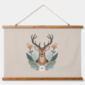 Woodland Harmony – Boho Deer Botanical Illustratio 吊り下げ型タペストリー (正面)