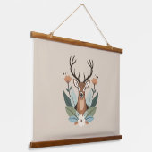 Woodland Harmony – Boho Deer Botanical Illustratio 吊り下げ型タペストリー (傾斜あり)