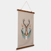 Woodland Harmony – Boho Deer Botanical Illustratio 吊り下げ型タペストリー (傾斜あり)