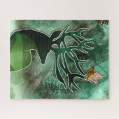 Woodland Harmony Buck with a Hawk Wildlife ジグソーパズル (横)