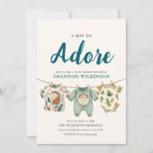 Woodland Hedgehog Baby Clothes A Boy To Adore 招待状 (正面)