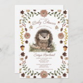 Woodland Hedgehog Baby Shower 招待状 (正面/裏面)