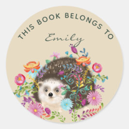 Woodland Hedgehog BOOKスタンプ – 名前を追加 ラウンドシール
