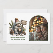 Woodland Hedgehog Cozy Forest Christmas Photo シーズンカード (正面)