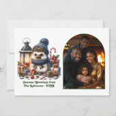 Woodland Hedgehog Cozy Forest Christmas Photo シーズンカード (正面)