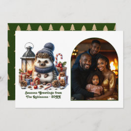 Woodland Hedgehog Cozy Forest Christmas Photo シーズンカード