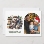 Woodland Hedgehog Family Cozy Forest Christmas シーズンカード (正面)
