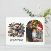 Woodland Hedgehog Family Cozy Forest Christmas シーズンカード (スタンド正面)