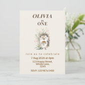 Woodland Hedgehog First Birthday Invitation 招待状 (スタンド正面)