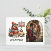 Woodland Hedgehog Happy Holidays Cozy Forest Photo シーズンカード (スタンド正面)
