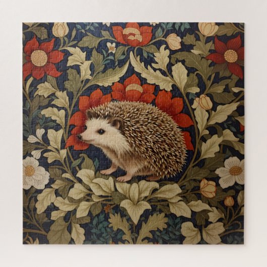 Woodland Hedgehog William Morris Inspired ジグソーパズル (縦)
