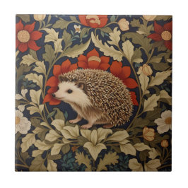 Woodland Hedgehog William Morris Inspired タイル