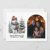 Woodland Husky Cozy Nordic Forest Christmas Magic シーズンカード (正面)