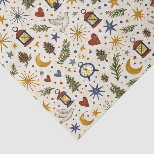 Woodland Lantern Winter Folk Pattern 薄葉紙 (詳細)