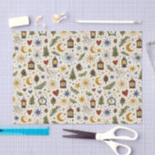 Woodland Lantern Winter Folk Pattern 薄葉紙 (クラフト)