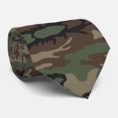 Woodland Military Camouflage Pattern ネクタイ (ロール)