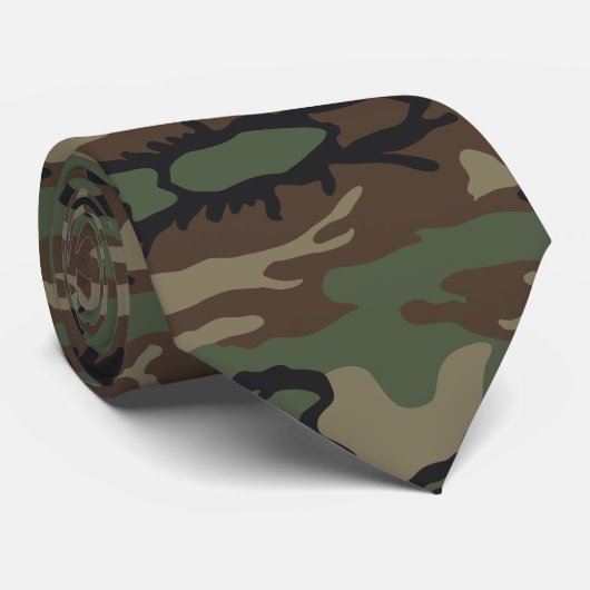 Woodland Military Camouflage Pattern ネクタイ (ロール)