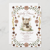Woodland Mouse Baby Shower 招待状 (正面/裏面)