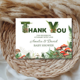 Woodland Mushroom & Fern Baby Shower サンキューカード