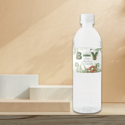 Woodland Mushroom & Fern Baby Shower ペットボトルラベル