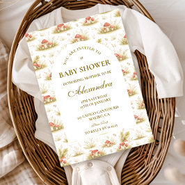 Woodland Mushroom Storybook Baby Shower 招待状