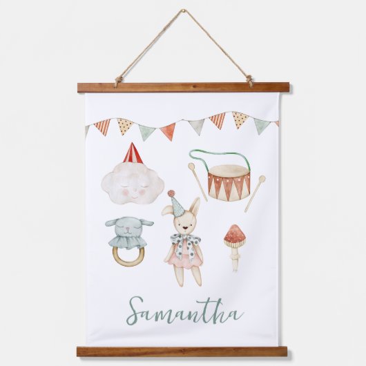 Woodland Mushroom Toys Custom Kid Room  吊り下げ型タペストリー (正面)